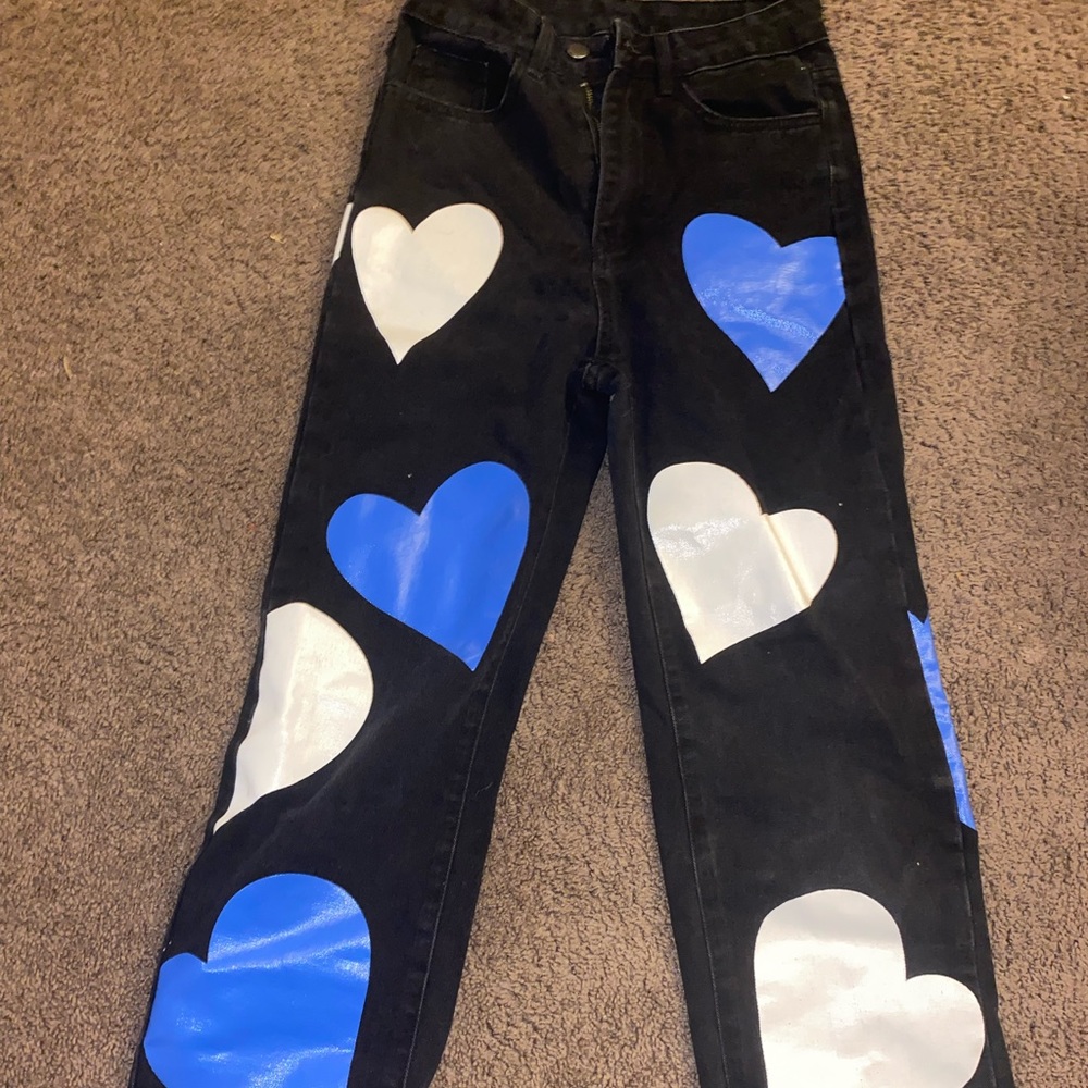Heart patterned jeans